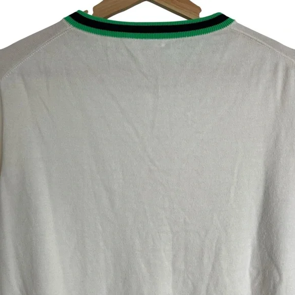 J Crew The Caryn Cardigan White/Cream & Green trim size Large - Picture 7 of 12